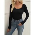 thumbnail image 6 of Long Sleeve Shirts for Women Fall Outfits Knit Tops Scoop Neck Slim Fit Basic Tee, 6 of 6