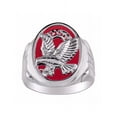 thumbnail image 1 of RYLOS Men's Rings Sterling Silver Ring Designer Patriotic Eagle USA Ring With Diamonds and Red Quartz Rings For Men Size 9, 1 of 6
