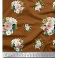 thumbnail image 1 of Soimoi Brown Poly Georgette Fabric Leaves & Begonia Floral Fabric Prints By Yard 52 Inch Wide, 1 of 3