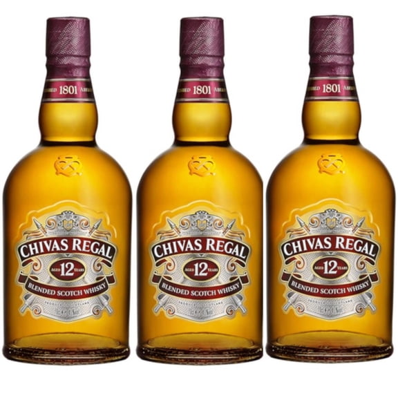 Paquete de 3 Whisky Chivas Regal Blend 12 Años 750 ml