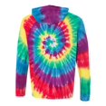 thumbnail image 3 of Dyenomite Tie-Dyed Hooded Pullover T-Shirt in Classic Rainbow Spiral XS | 430VR, 3 of 3