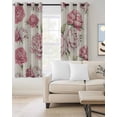 thumbnail image 2 of Pink Floral Kitchen Curtains Spring Summer Vintage Flower Leaf Cafe Short Curtains for Bathroom Blackout Window Curtain Grommet Small Window Treatment Tier Drapes for Bedroom Living Room 52"x45"x2, 2 of 9