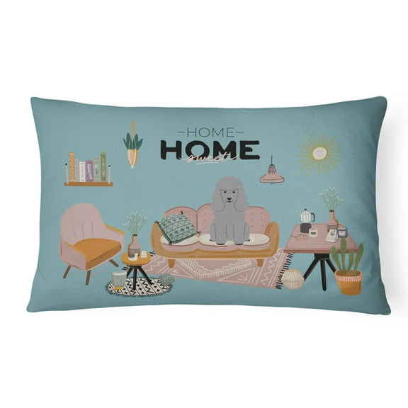 Carolines Treasures CK7913PW1216 Silver Poodle Sweet Home Canvas Fabric Decorative Pillow 12H x16W multicolor
