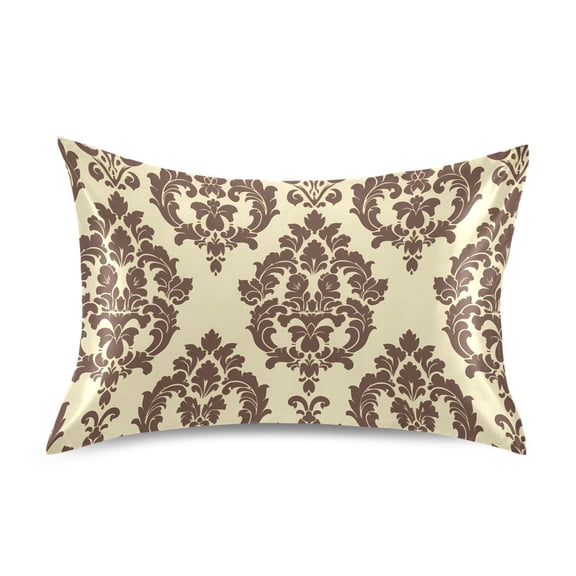 Satin Pillow Case Standard Silk Pillow Cover for Hair and Skin Envelope Closure Elegant Damask Pattern 20"x26"