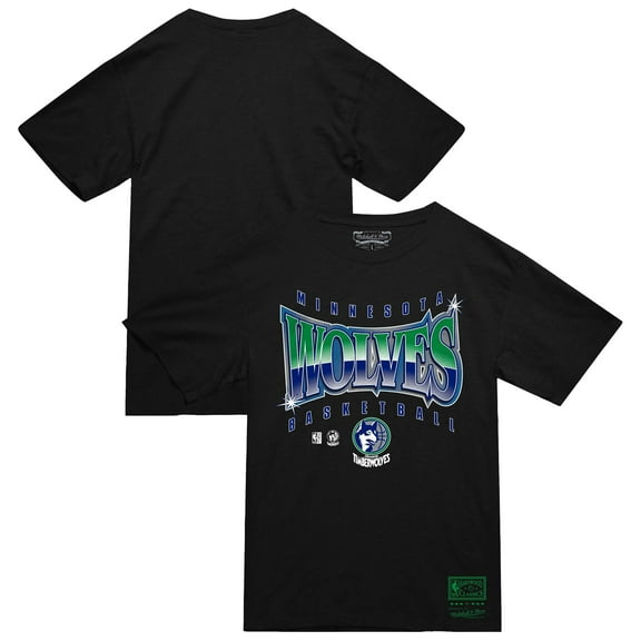 Men's Mitchell & Ness Black Minnesota Timberwolves Worldwide Collection Glow Up T-Shirt