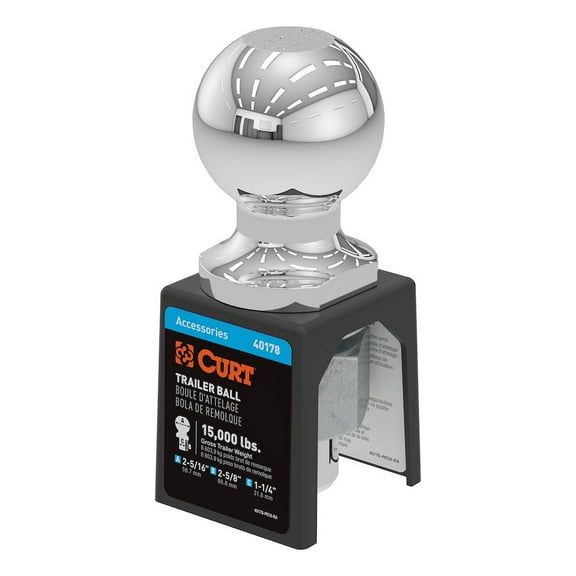 Curt 40178 Hitch Ball 2-5/16 Inch 15000 lbs GTW 1-1/4 Shank Dia Chrome