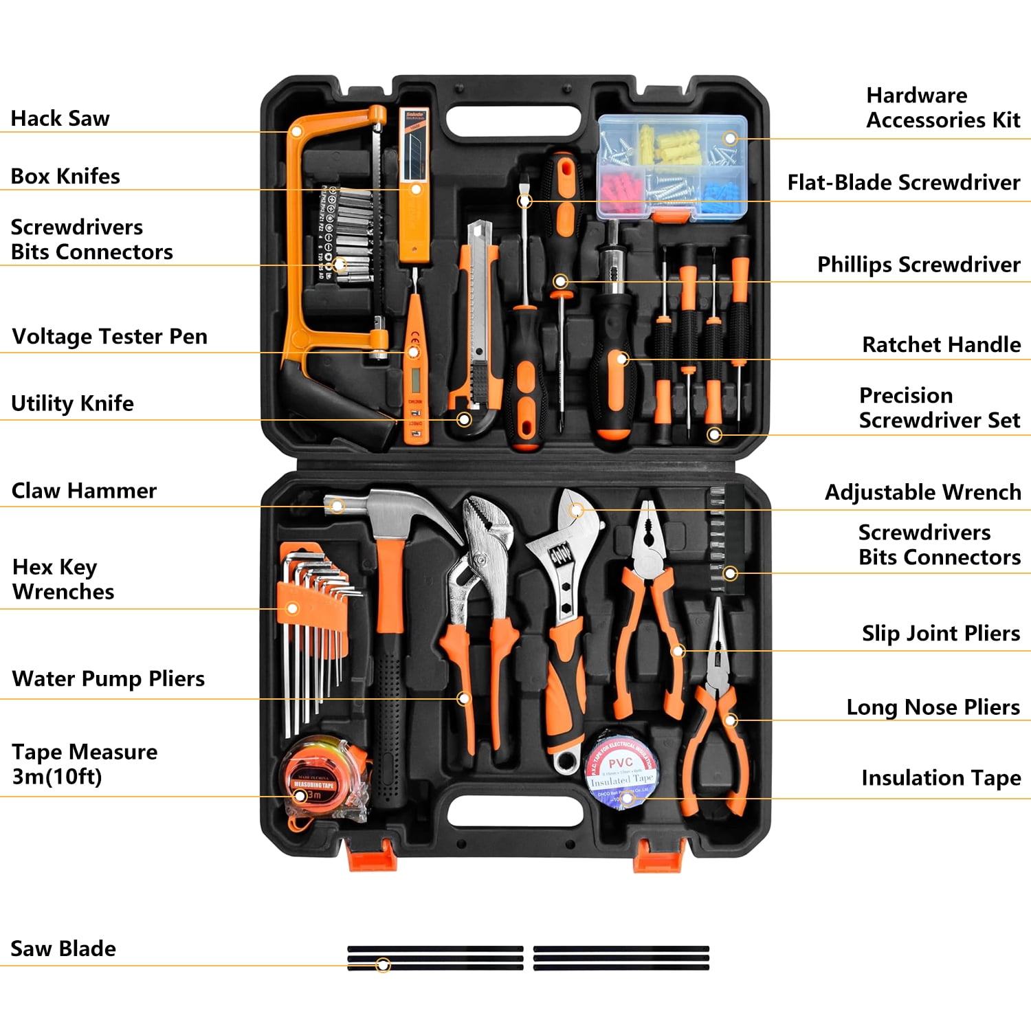 Syenll Tool Set, 148 Pcs Home Repair Tool Kit with Storage Case, Household Hand Kit for Maintenance and DIY Projects