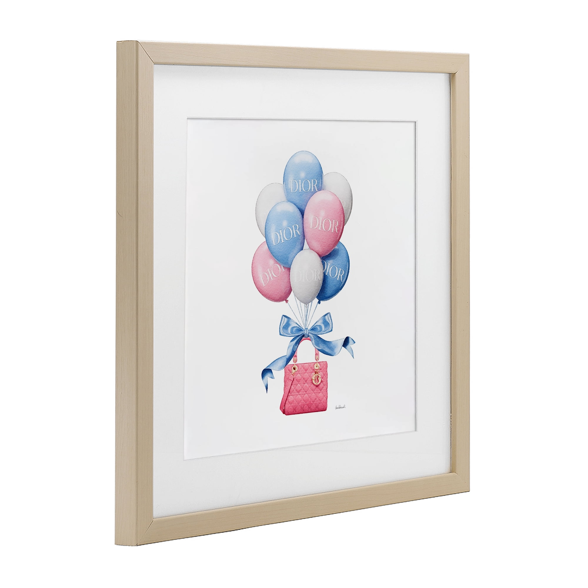 Stupell Industries Pink & Blue Handbag Balloons Birch Framed Print Under Glass, design by Amanda Greenwood