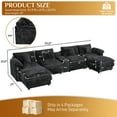 thumbnail image 3 of Wiilayok U Shaped Sectional Sofa,151" Oversized Modular Cloud Couch Sofa with 2 Ottoman and Extra Deep Seat for Living Room，4 Seater Modern Chenille with Central Console USB Port,Black, 3 of 9