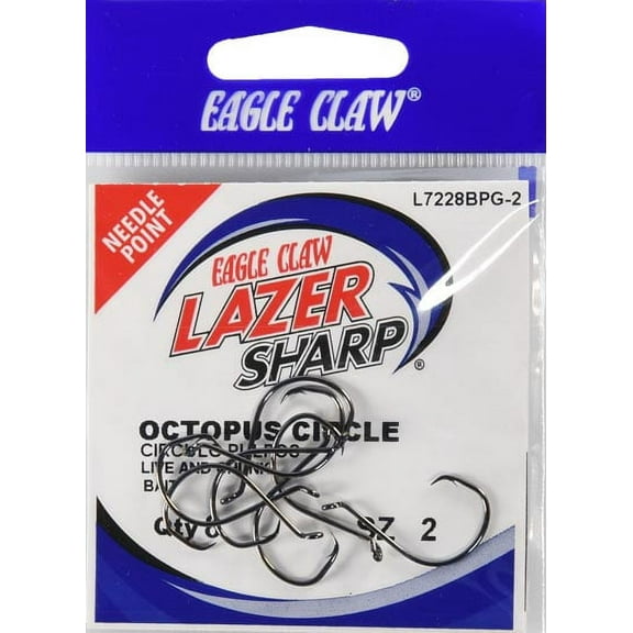 Lazer Sharp L7228BPGH-2 Circle Inline Hooks, Black, Size 2/0