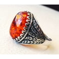 thumbnail image 3 of Baltic Amber Mans Ring, Natural Baltic Amber ring, Silver Jewelry, 925 Silver Ring, Birthday Gift, Heavy Mens Ring, Arabic Design, Ottoman Style Ring, Christmas, Turkey Mens Signet Ring, 3 of 6