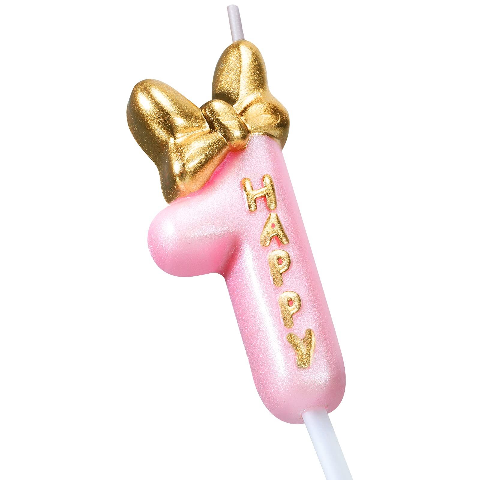 Candle Pink Birthday Candle Girl Happy Birthday Cake Topper, Birthday Candle (Number 1