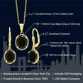 thumbnail image 2 of Gem Stone King 7.00 Ct Oval Black Onyx 18K Yellow Gold Plated Silver Pendant and Earrings Jewelry Set, 2 of 4
