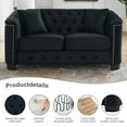 thumbnail image 6 of BUIORD Chesterfield Sofa, 59" Velvet Loveseat Sofa for Living Room, Upholstered Tufted Couch with Nailhead Arms, Black, 6 of 6