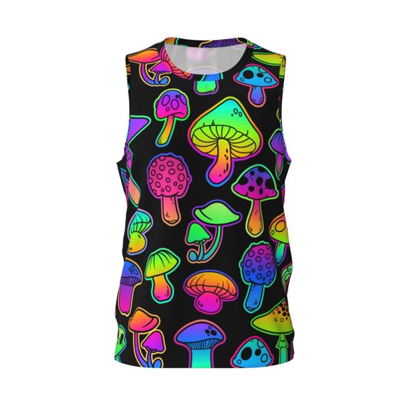 Easygdp Bright Mushrooms Men's Mesh Basketball Jersey Quick Drying Sleeveless Shirts Fitted Muscle Tank Tops Sport Round Neck T-Shirt - Small