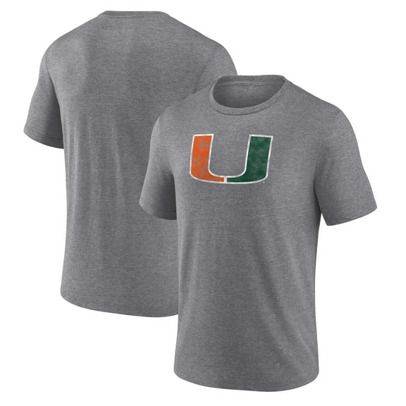 Men's Heather Gray Miami Hurricanes Classic Primary Tri-Blend T-Shirt