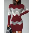 thumbnail image 4 of Vestido corto elegante para mujer, minivestido tejido con estampado de moda para primavera y otoño, vestido ajustado de manga larga a la cadera 2024, 4 of 6