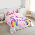 thumbnail image 3 of Homewish Girly Pink Unicorn Bedding Comforter Set for Kids, Kawaii Stars Rainbow Cloud Twin Comforter Sets, Cartoon Animal Reversible Bedding Set, Lightweight Room Decor, 2pcs, 3 of 8