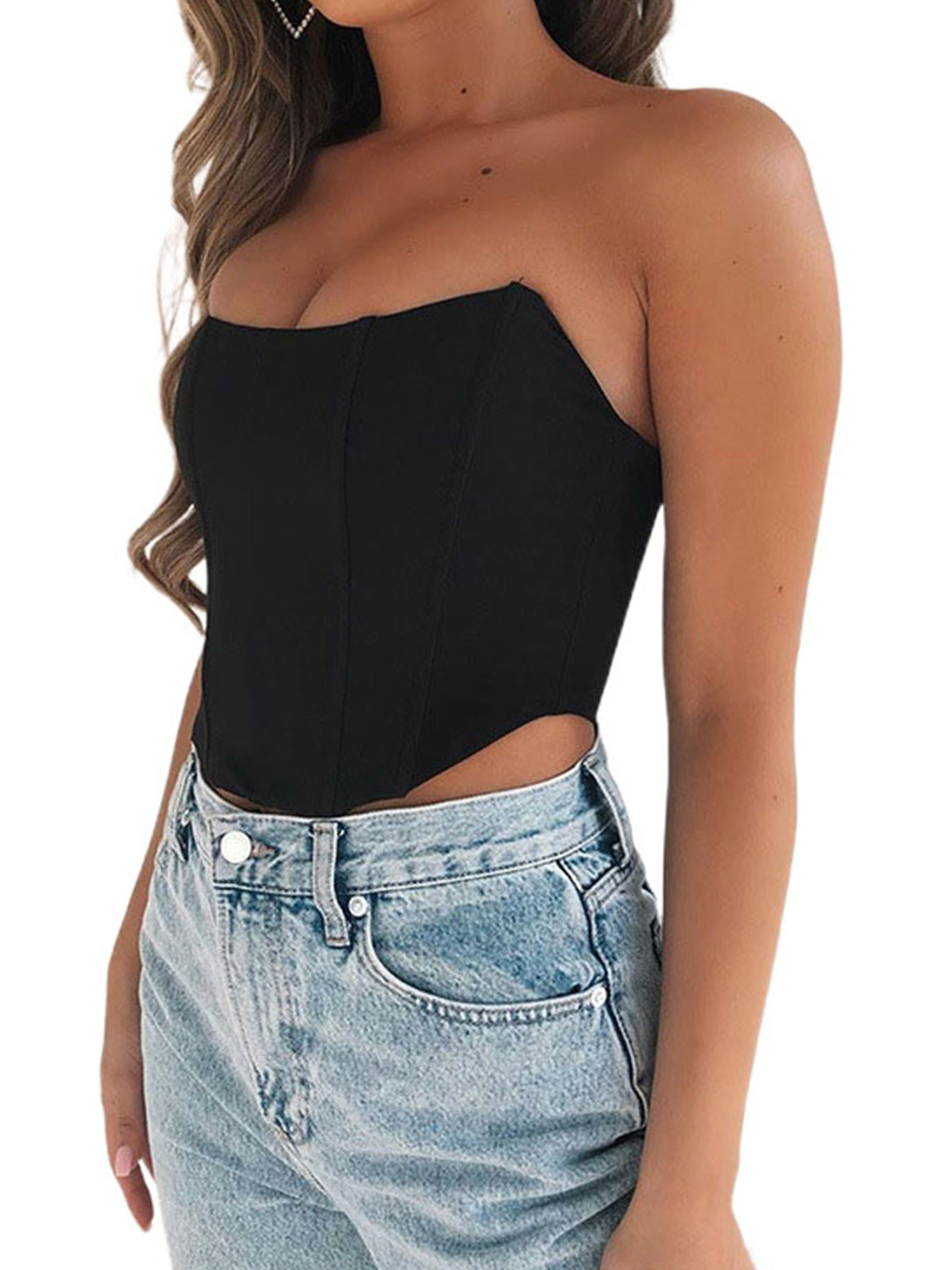 strapless corset crop top