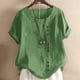 thumbnail image 2 of Gibobby Blusa Termica Mujer Camisa de mujeres Fashion Button Lady O cuello Vintage mangas Blouse Floral Top Mujer Blouse（Verdinegro， XXXXL), 2 of 3