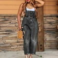 thumbnail image 2 of Womens Casual Baggy Denim Jean Overalls Loose Bib Dungarees Harem Romper Jumpsuit Cropped Pants with Pocket Casual Wide Leg Overall Playsuits, 2 of 3