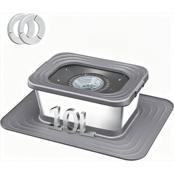 10L Stainless Steel Dog Water Bowl, No Spill Anti-Splash Dog Bowls with XXL Silicone Mat, Spill-Proof Slow Feeder for Messy Drinkers, Heavy Duty Pet Bowls for Indoor/Outdoor Use Grey