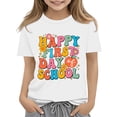 thumbnail image 2 of Kids Happy First Day Of School Floral Letter Graphic T Shirt Crew Neck Soft Cotton Short Sleeve Tee for New Term Entrance and Kindergarten Daily Classroom Outfits White 140, 2 of 7
