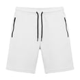 thumbnail image 5 of Besolor Men Running Shorts Casual Loose Drawstring Elastic Waist Wide Leg Summer Workout Short Pants with Zipper Pockets(X-Large,White), 5 of 5