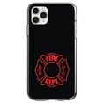 thumbnail image 1 of DistinctInk Clear Shockproof Hybrid Case for iPhone 11 Pro MAX (6.5" Screen) - TPU Bumper, Acrylic Back, Tempered Glass Screen Protector - Red Fire Department Maltese Cross - First Responders, 1 of 2