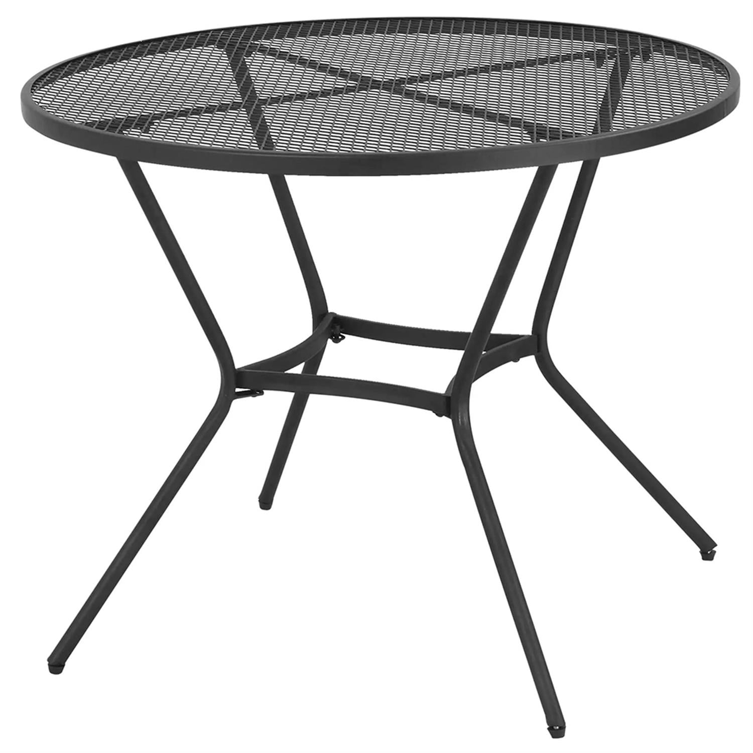 Demi Bonn 35" Outdoor Bistro Tables with French Cafe Style Round Fast Drying Metal Mesh Tabletop for Backyard, Lawn, Balcony, Porch, Black