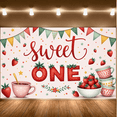 thumbnail image 5 of Colorful Design Sweet One Strawberry Banner Decorative Bunting Party Backdrop for First Birthday Kids Celebration, 5 of 7
