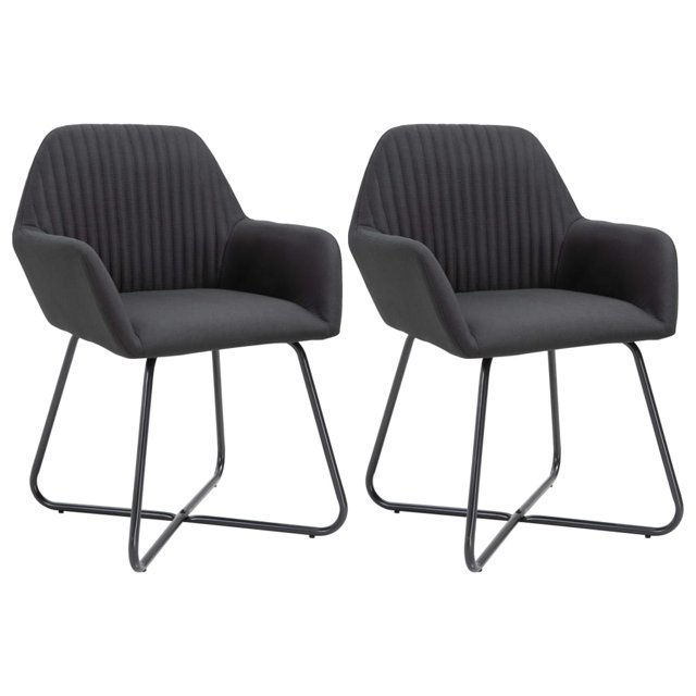 vidaXL Chaises de Salle à Manger 2 Pcs Tissu Noir