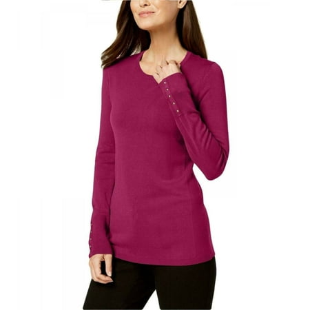 JM Collection Women's Studded-Cuff Sweater Title: S/Berry Size