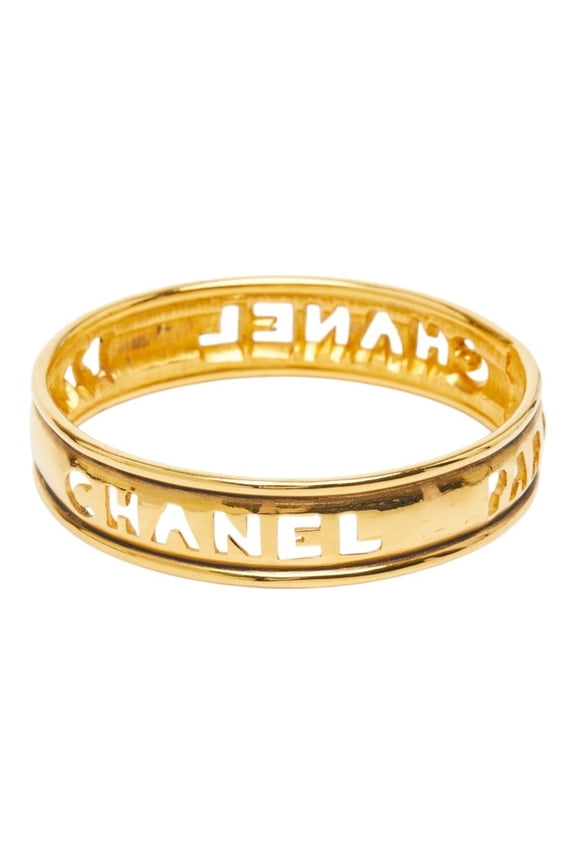 Pre-Owned Chanel Logo Bangle, Gold Plated, Women's CHANEL