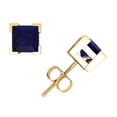 thumbnail image 1 of 2.00Carat Princess Blue Sapphire Basket Stud Earrings 14k Yellow Gold V-Prong AAA Quality, 1 of 1