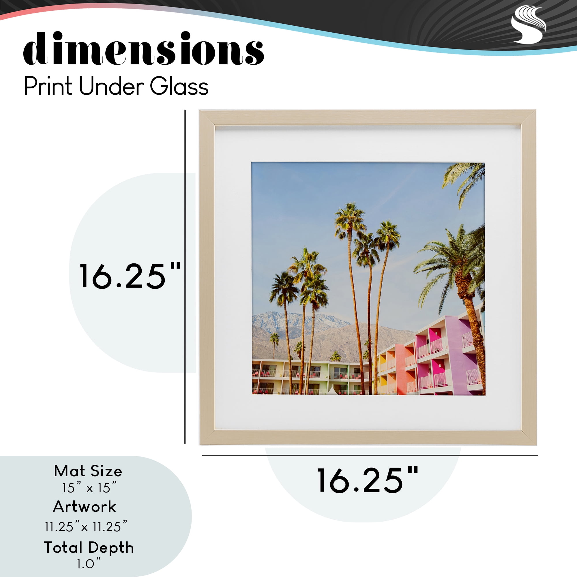 Looming Palms over Resort Birch Framed Print Under Glass, design by LISH Creative