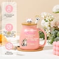 thumbnail image 3 of Taza de cerámica con forma de gato BigNoseDeer de 380 ml, taza de té rosa de regalo, 3 of 9