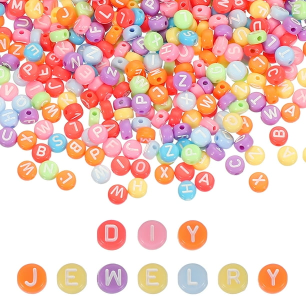 Uxcell 1000 Pcs Kit de Suministros de Cuentas de Letras Acrílicas para Pulseras DIY, Arcoíris