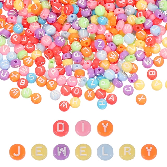 Uxcell 1000 Pcs Kit de Suministros de Cuentas de Letras Acrílicas para Pulseras DIY, Arcoíris