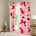 thumbnail image 3 of Feelyou Kawaii Red Bowknot Black Out Curtains for Teens, Cartoon Fruit Cherry Curtains Pack of 2 (42x63 Each), Pink Check Buffalo Bedroom Curtains, Curtains and Drapes Decor, 3 of 6