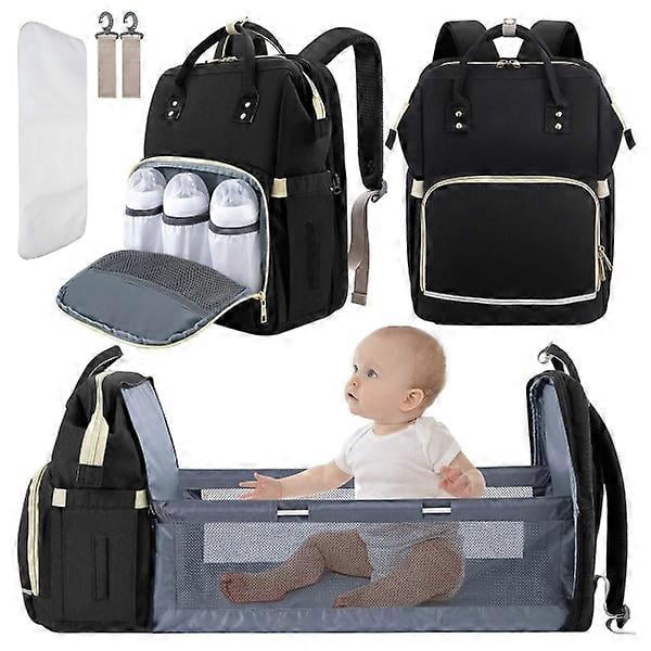 Foldable Baby Bed with Changing Table, Crib Diaper Changing Station