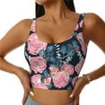 thumbnail image 2 of Picia Rose Flowers Sports Bra for Women,Padded Strappy Sports Bras Medium Support Yoga Bra with Removable Cups,Running Yoga Bra-X-Large, 2 of 9