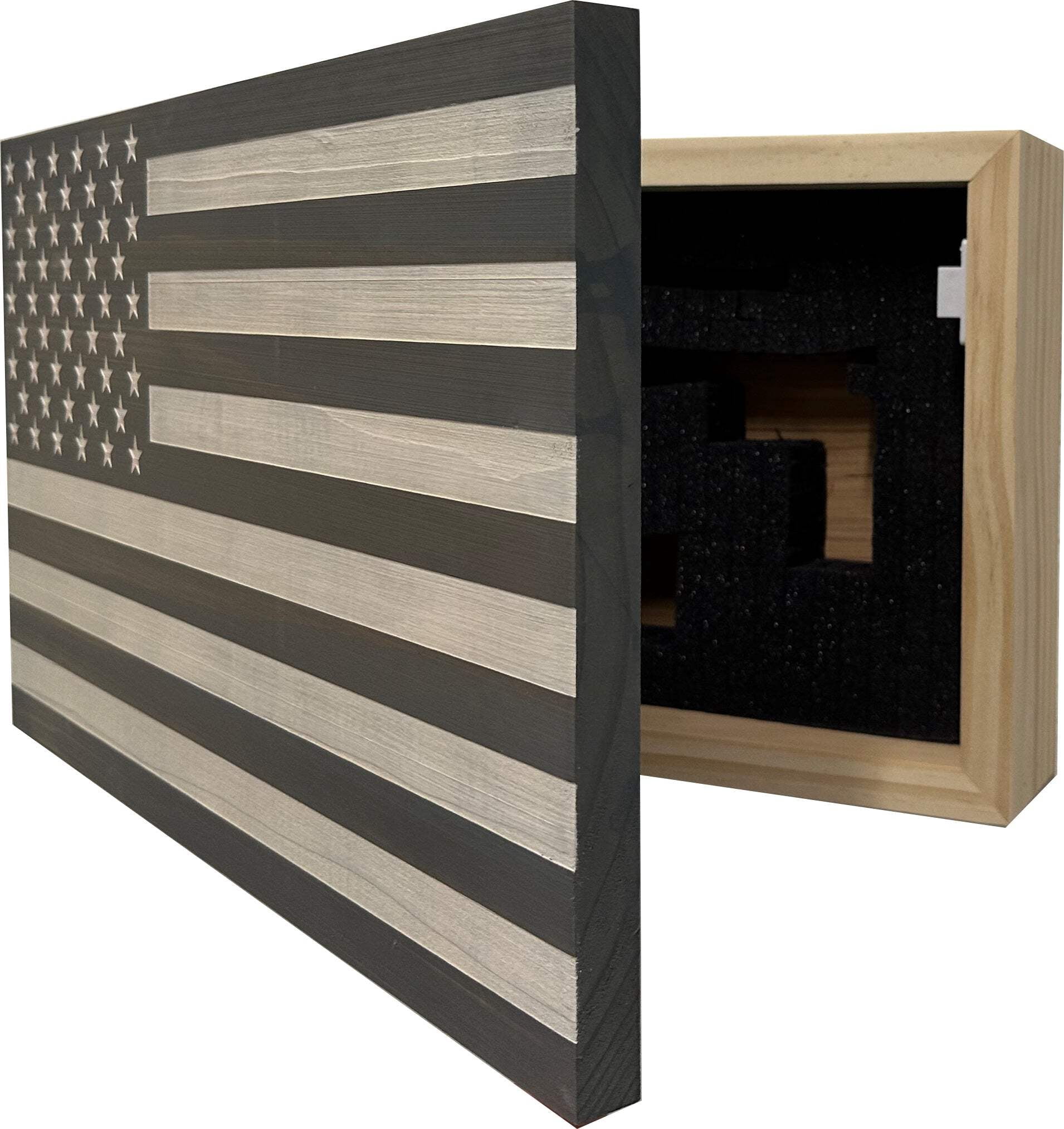 Bellewood Designs American Flag Decorative  Secure Wall-Mounted Gun Cabinet (Gray  White)