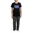 thumbnail image 4 of CafePress - Greece Flag Women's Dark Pajamas - Women's Short Sleeve Print T-Shirt and Pants Dark Cotton Pajama Set, 4 of 7