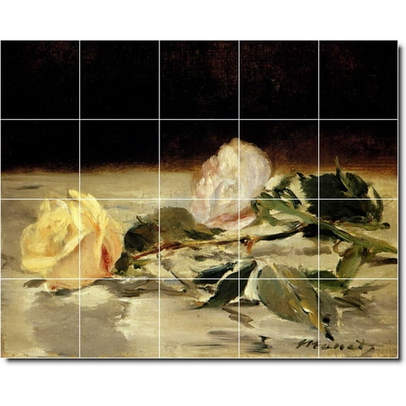 Ceramic Tile Mural-Edouard Manet Flowers Shower Tile Mural 24. 40" w x 32" h using (20) 8 x 8 ceramic tiles