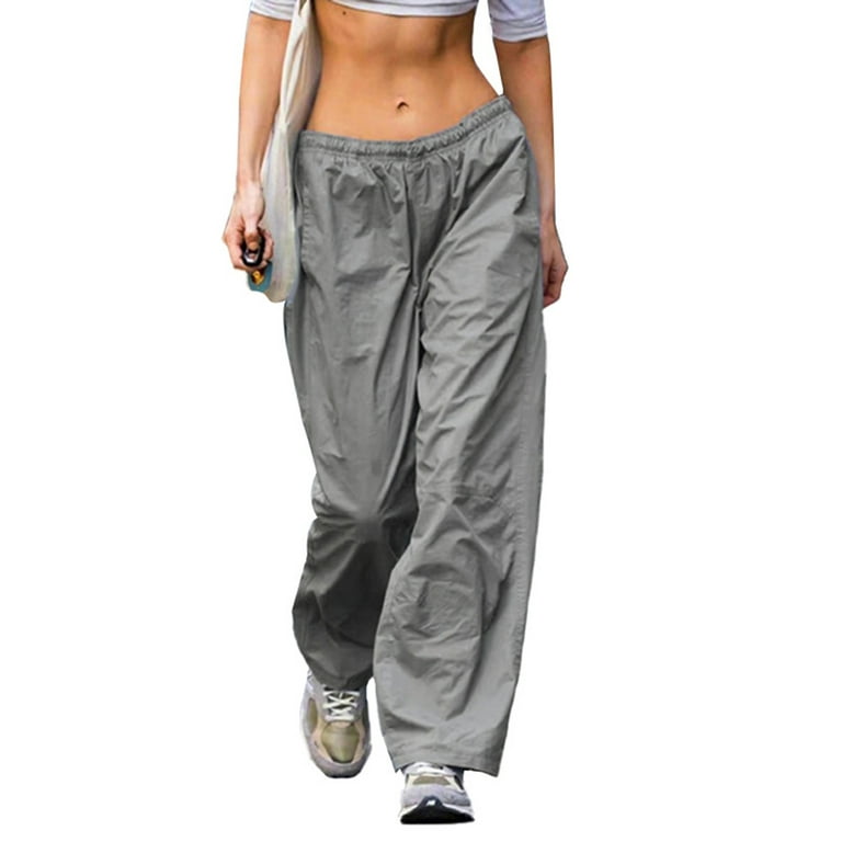 Gwiyeopda Women Straight Wide-Leg Loose Baggy Long Trousers Cargo  Pants,S,M,L