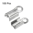 thumbnail image 3 of Uxcell 100pcs Fold Over Cord Ends 3mm Brass Crimp Cap Clasp Tips for DIY Leather Ribbon Craft Making, Silver Tone, 3 of 6