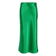 thumbnail image 4 of Prolriy Satin Skirt 2024 Skirt European and American Drape Satin Mid Length High Waist Hip A Line Skirts for Women Green S, 4 of 4