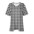 thumbnail image 4 of Ayolanni Plaid Womens Tops Trendy V-Neck Plus Size Short Sleeve Black T-Shirts Shirts for Ladies 5x, 4 of 4