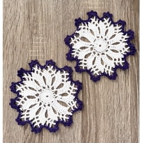 Fennco Styles Handmade Crochet Cotton Whirlwind Two-Tone Doily 6" Round, 2-Piece - Violet Drink Coaster for Everyday Use, Holiday, Farmhouse Décor, Cocktail, Tea Party, Special Occasion